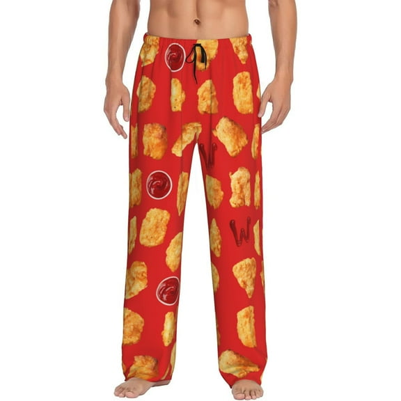 Chicken Nuggets Food Pattern Men'S Pajama Pants Soft Sleep Lounge Pants Pjs Bottoms With Pockets Medium