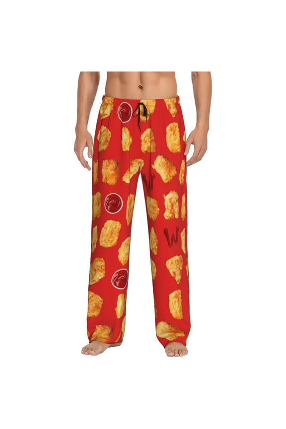 Chicken Nuggets Food Pattern Men'S Pajama Pants Soft Sleep Lounge Pants Pjs Bottoms With Pockets Medium