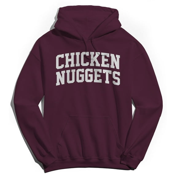 Chicken Nuggets Graphic Maroon Men's Cotton Pullover Hoodie