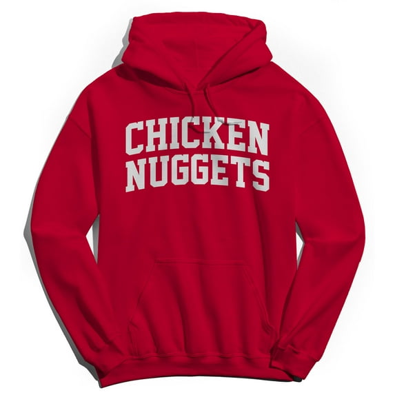 Chicken Nuggets Graphic Red Men's Cotton Pullover Hoodie