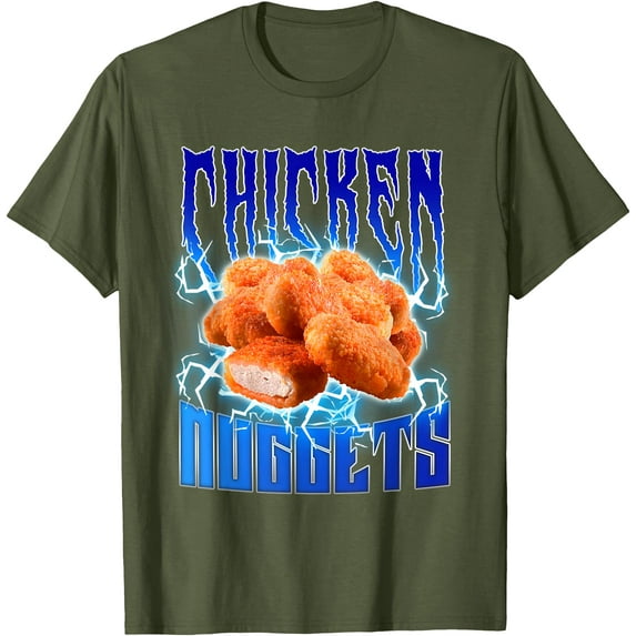 Chicken Nuggets Heavy Metal Funny Nug Lover Softstyle Unisex T-Shirt,Military Green Color,Size 4XL