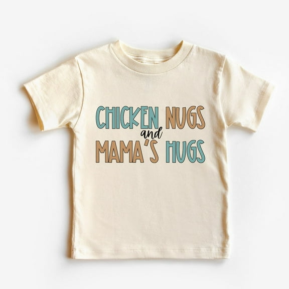 Chicken Nugs And MamaS Hugs Retro Neutral Toddler Shirt And Baby Shirt, Foodie Kids Shirt And Baby Outfit TODDLER SHORT SLEEVE TEE BELLA CANVAS 3001T
