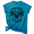 thumbnail image 1 of Chicken Of the Cave Bat T-shirt, Unisex Women's Men's Shirt, Funny Bat Spooky Animal Pun Joke Gift, Heather Blue, Small, 1 of 6