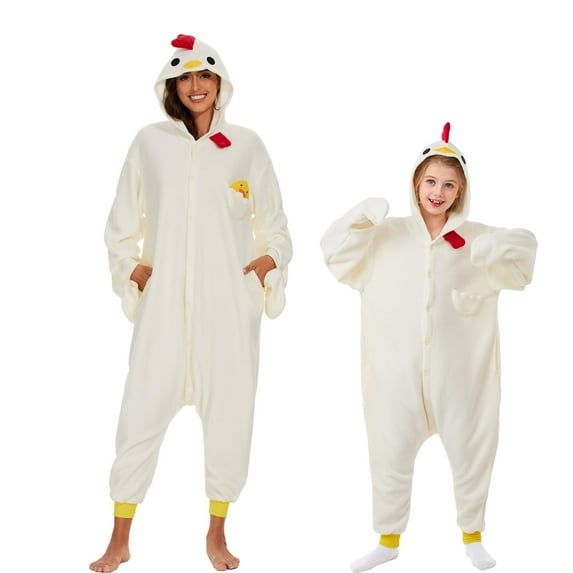Chicken Onesie Kids CANASOUR Animal Cosplay Christmas Pajamas Polyester Suit for Girls and Boys 5T