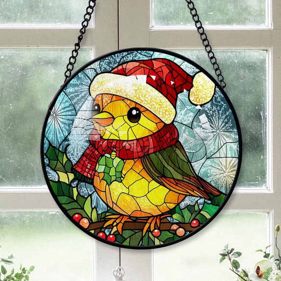 Chicken Ornament Christmas 2025, Chicken Stained Glass Window Hanging – Artistic and Colorful Glass Piece, Perfect Holiday Gift Idea