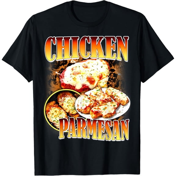 Chicken Parmesan Bootleg Rap Style Vintage 90s Italian Food T-Shirt Tops Tee