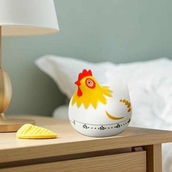 Chicken Pattern Baking Timer, White Hen Design With Yellow Comb And Beak, Easy-To-Read Dial For Cooking Baking Meal Prep Kitchen Tasks