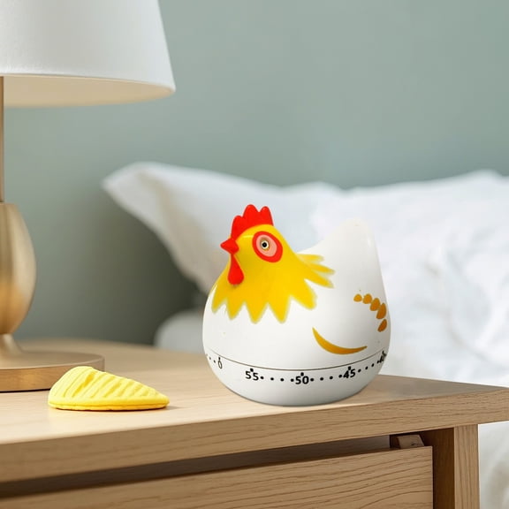 Chicken Pattern Baking Timer, White Hen Design With Yellow Comb And Beak, Easy-To-Read Dial For Cooking Baking Meal Prep Kitchen Tasks