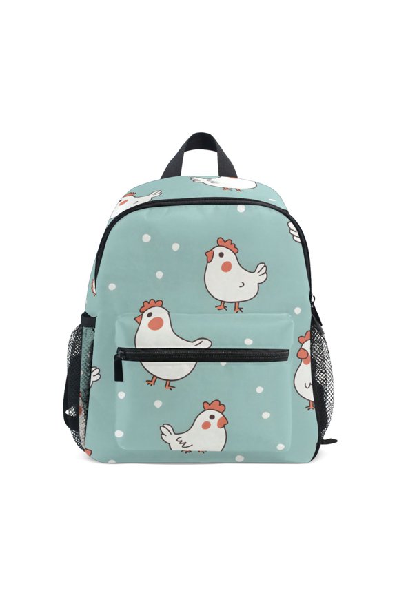 Chicken Pattern Mini Backpack Cute Small Backpack with Chest Strap and Whistle Ages 3-8
