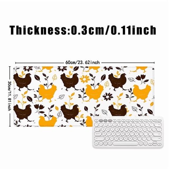 Chicken Pattern Mouse Pad 31.5 x 11.82 Inches Rubber Desk Mat with Farmhouse Design for Office or Home Use