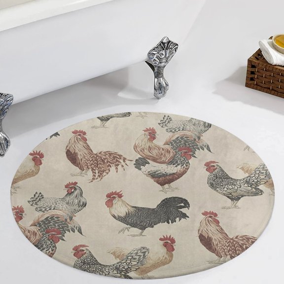 Chicken Pattern Round Carpet Circle Rug Outdoor Patio Area Rug Washable Large Area Rugs Hallway Room Decor Fitness Mats