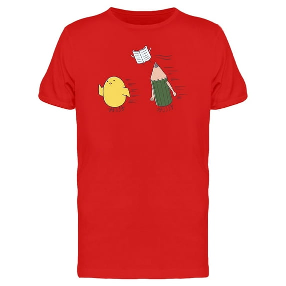 Chicken, Pencil And Book Flying T-Shirt Men -Image by Shutterstock, Male 3X-Large
