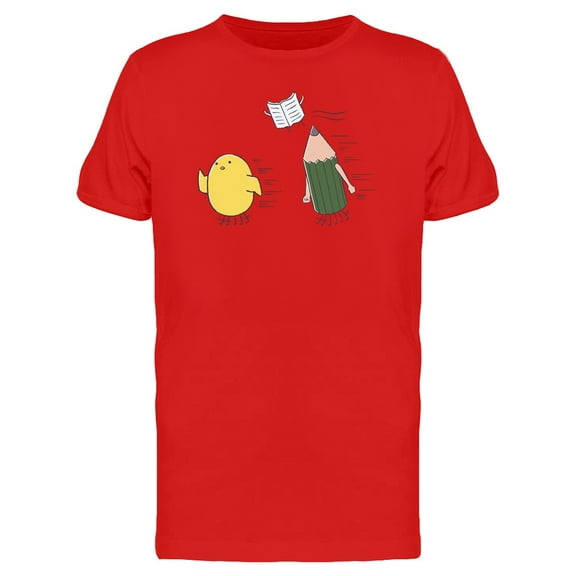 Chicken, Pencil And Book Flying T-Shirt Men -Image by Shutterstock, Male 3X-Large