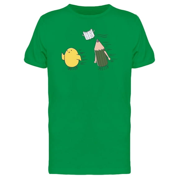 Chicken, Pencil And Book Flying Tee Men's -Image by Shutterstock