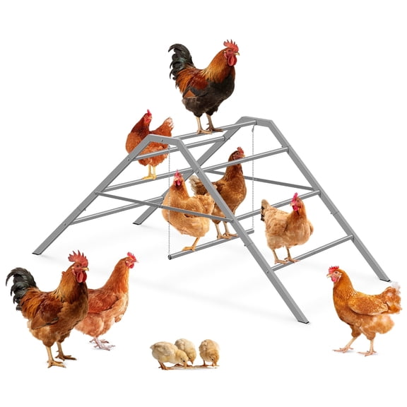 Chicken Perch with Swing, Metal Chicken Roosting Bar for Chickens in Coop, Chicken Run Accessories Toy, Roosting Ladder for Coop, Suitable for Backyard Farm