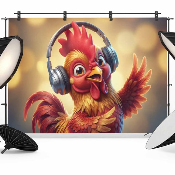 Chicken Photography Backdrop 7x5FT, Abstract Headphone Chicken Shiny Light Background Photo Backdrops, Background for Photography Studio Photo Studio Background, Back Drop for Photoshoot
