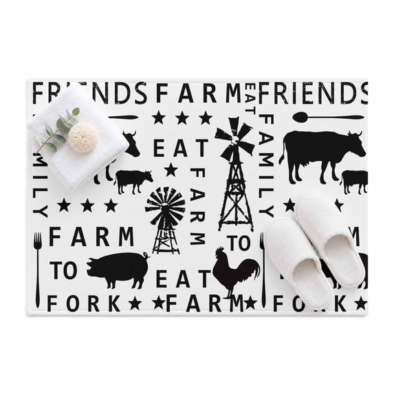Chicken Pig Area Rug 2'x3', Farmhouse Windmills Countryside Mat Non ...