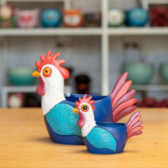 Chicken Planter Rooster Flower Pot Resin Hen Planter Ornament for Indoor and Outdoor Gardens Plant Flower Pot L