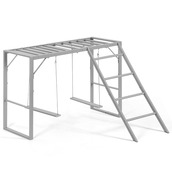 Chicken Playground Set, Metal Chicken Swing & Perch with Ladder, Outdoor Chicken Coop Accessories for Hens Roosters, Durable Chicken Activity Center with Double Swings