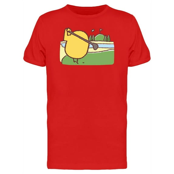 Chicken Playing Golf Cartoon T-Shirt Men -Image by Shutterstock, Male Medium