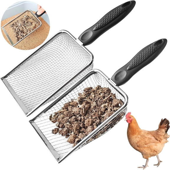 Chicken Poop Scooper Metal Coop Sand for Chicken Coop Cleaning Supplies 2 Pack