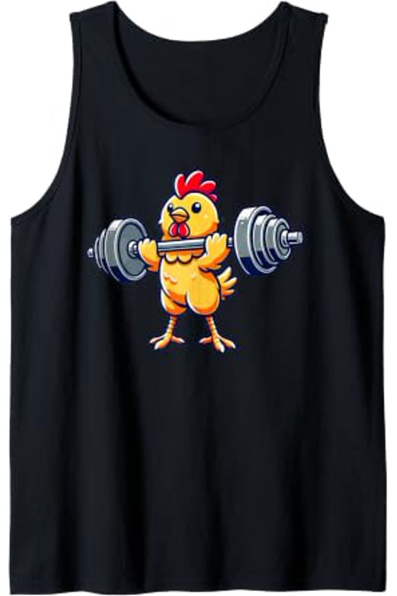 Chicken Powerlifting Weightlifting Gym Workout Tank Top Size S-3XL