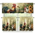 thumbnail image 1 of Chicken Print 3 Piece Kitchen Blackout Curtains Elegant Curtains Tier and Valance Window Curtains Set Curtain Sets with ValanceWindow Valances for Bedroom, 1 of 6
