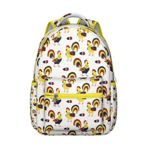 "Chicken Print Backpack for College & University - Waterproof Laptop Backpack for School & Work, Trendy Chicken Design, Comfortable for Daily Use"