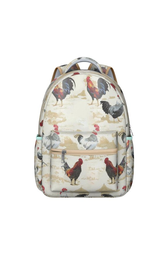 "Chicken Print Bookbag - Waterproof & Spacious Backpack for High School & College, Lightweight Laptop Bag, Trendy Design, Comfortable Straps, Great for Daily Commute"