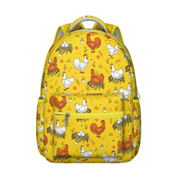 "Chicken Print Everyday Backpack - Durable & Waterproof School Bag for Students, Lightweight, Trendy Design, Spacious, Perfect for Commute"
