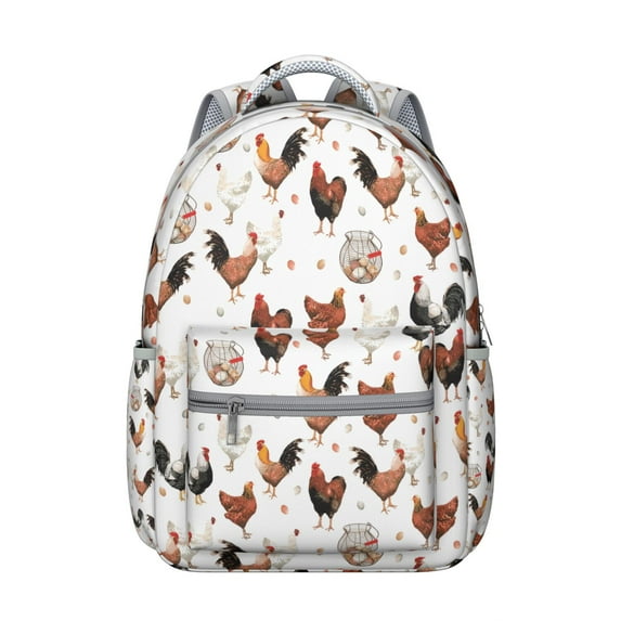 "Chicken Print School & Travel Backpack - Waterproof & Lightweight Bookbag for Teens & Adults, Durable, Stylish Design, Great for Work"