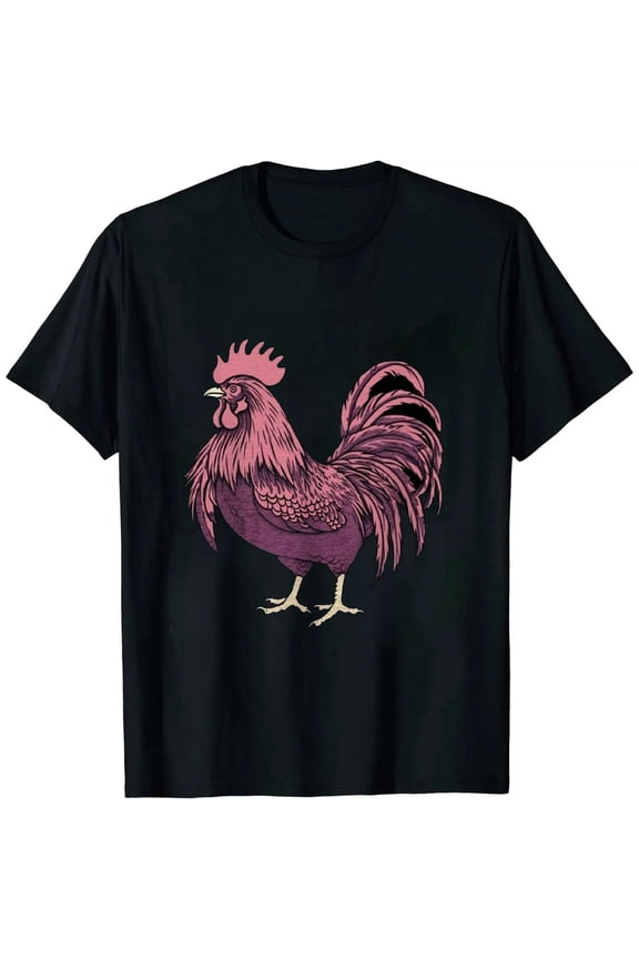 Chicken Print Shirt for Women Funny Chicken Graphic Short Sleeve Farm Country Casual Tee Animal Top