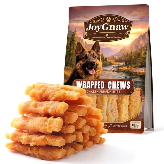 JoyGnaw Chicken Wrapped Pumpkin Sticks, High Fiber-Rich Dog Treats for Small, Medium & Large Dogs, 11 oz