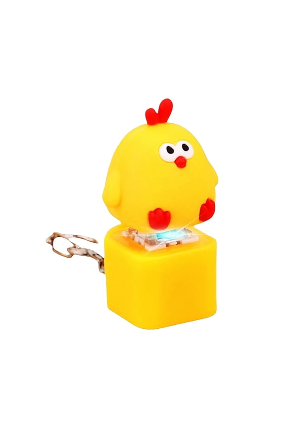 Novelty Funny Toy Quacking Chicken Keychain Stress Reliever Squeaky Chicken Caps Toy for and Laughter