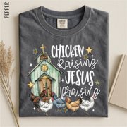 Chicken Raising Jesus Praising Shirt, Christian Chicken Shirt, Faith Poultry Lover T-Shirt, Farm Life Worship T-Shirt, Unisex T-Shirt