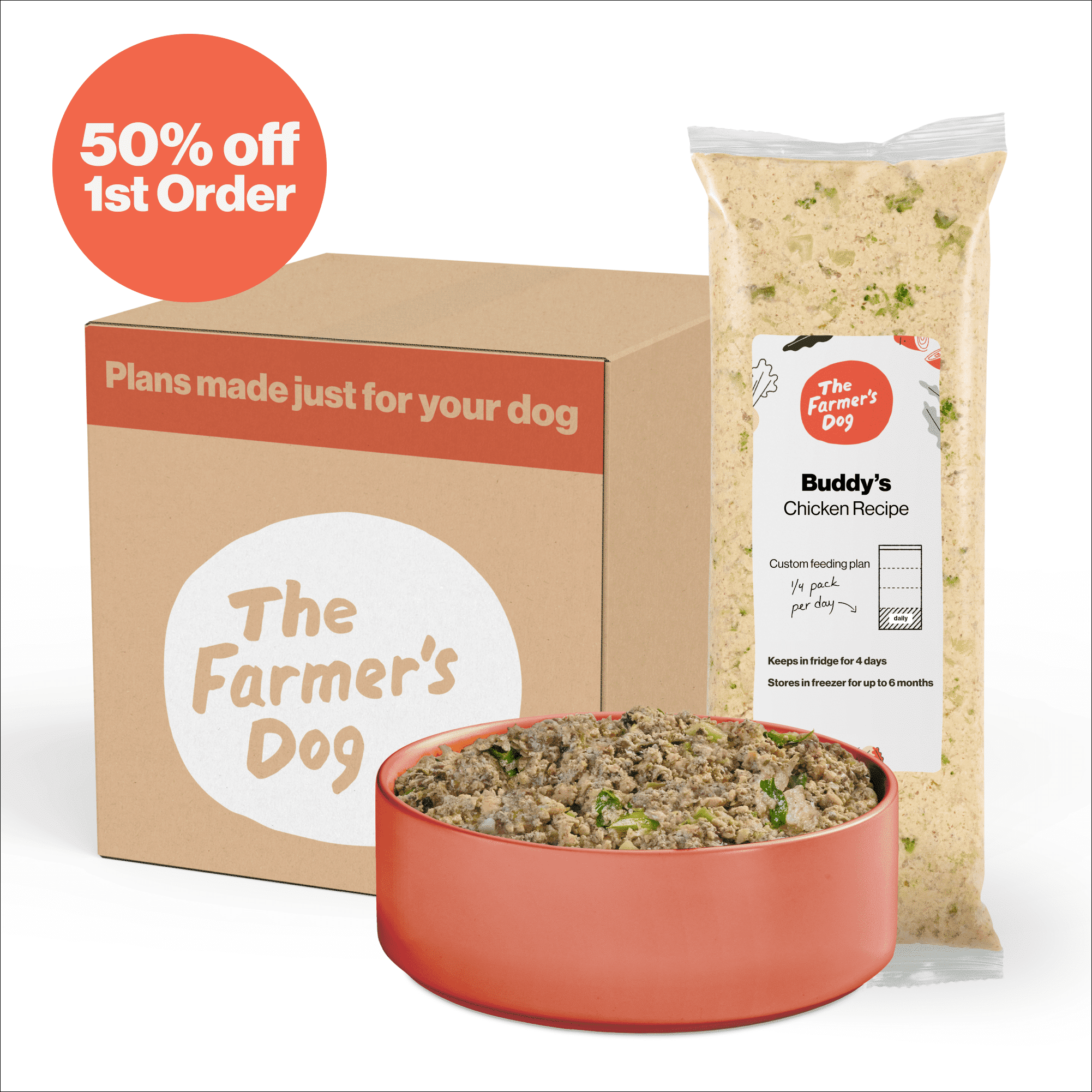 The Farmer’s Dog Fresh Human-Grade Dog Food,Chicken  Recipe, Personalized Meal Plan Subscription for all Breeds & Sizes