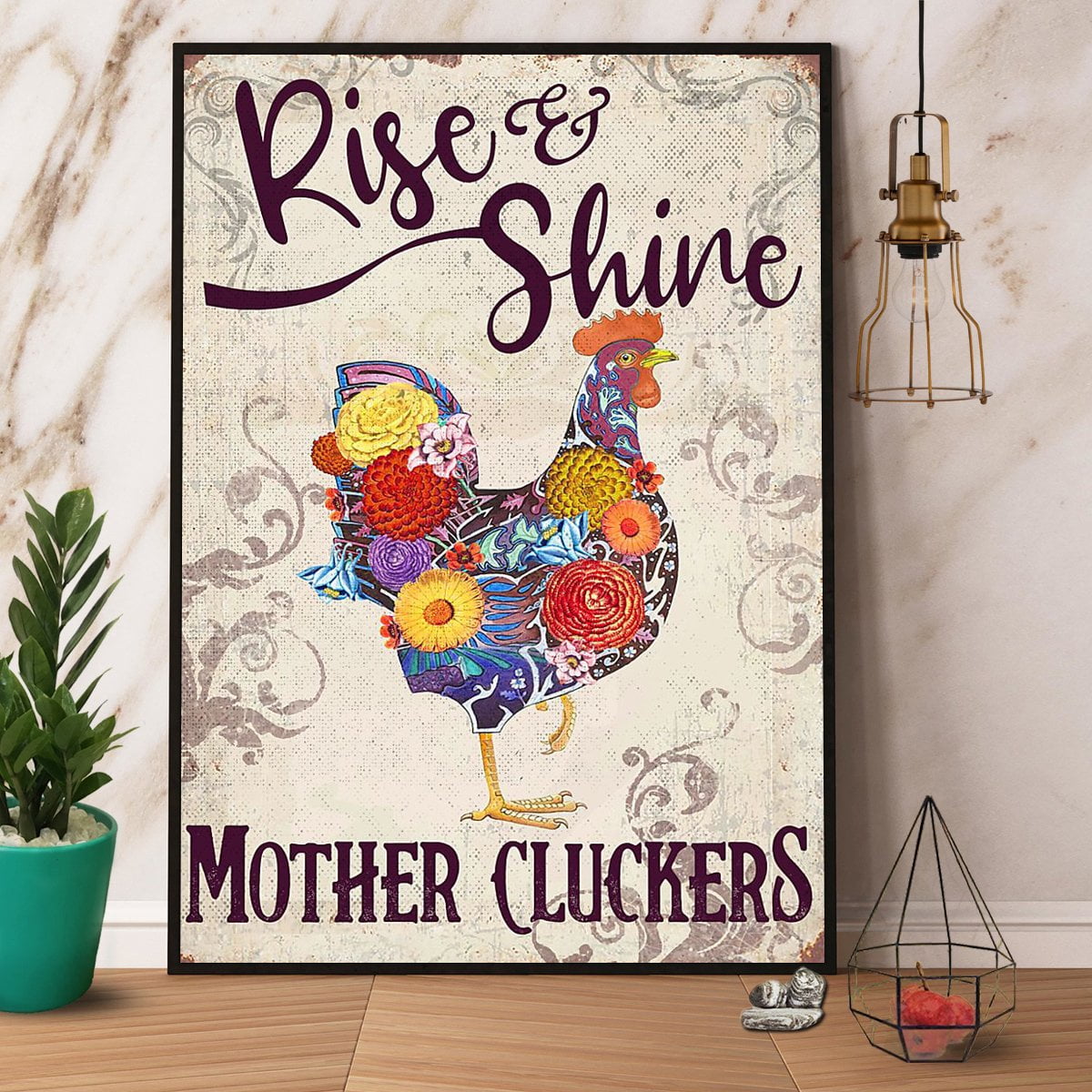 Funny Chicken Metal Tin Sign - Rise & Shine Mother Cluckers 12x16 Inch Vintage Farmhouse Decor For Kitchen, Coop & Wall