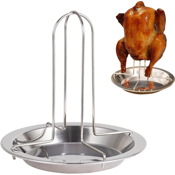 Chicken Roaster Rack Stainless Steel Turkey Standing Holder with Bowl,Detachable Vertical Roaster Rack for Chicken Turkey Roasters BBQ Grilling for Grill Oven Smoker