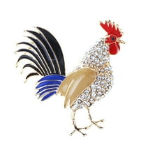 Chicken Rooster Crystal Brooch Pin Gold Plating Enamel Rhinestones Hen Animal Statement Brooches Lapel Fashion Jewelry Gift for Women Girl