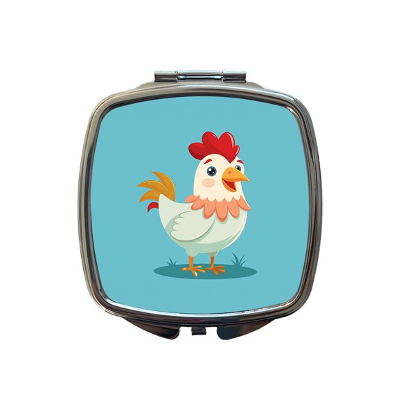 Chicken Rooster Happy Travel Makeup Handbag Purse Small Pocket Compact Mirror