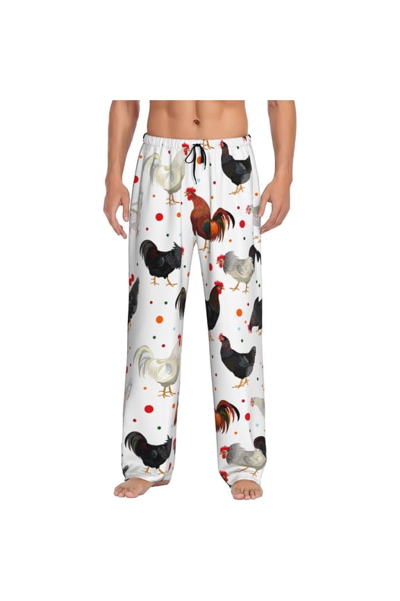 Chicken Roosters Pattern Men'S Pajama Pants Soft Sleep Lounge Pants Pjs Bottoms With Pockets Large