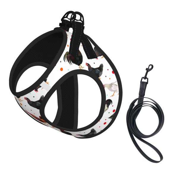 Chicken Roosters Pattern Pet Leash Vest Small Dogs Cats Puppy Harness With Leash Reflective No Choke Small