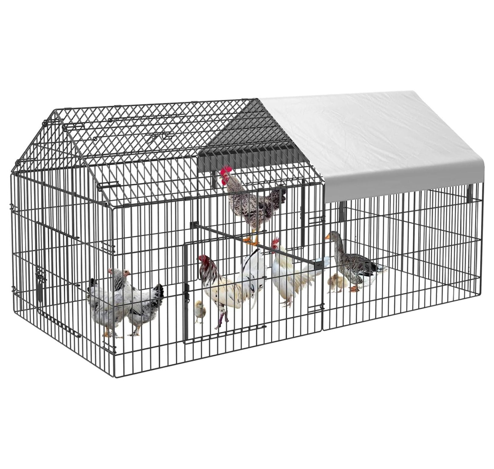 Chicken Run Pen Coop 83"×40" Cage Chicken Runs for Yard with Cover