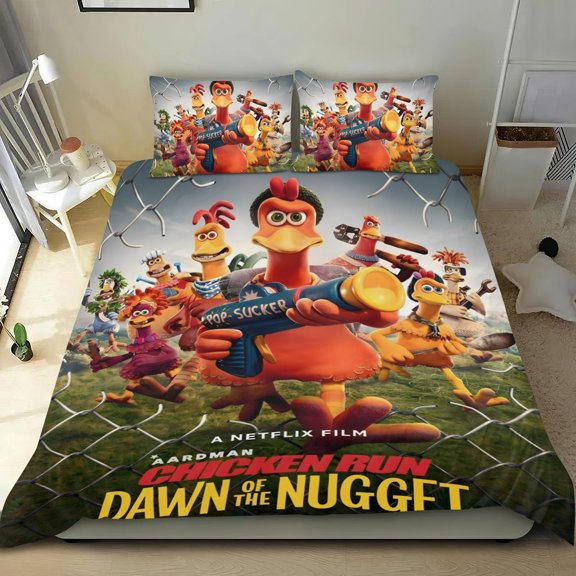 Chicken Run-themed Bed Sheet Set Three Piece Set Comfortable And Skin Friendly Unique Design Home Decor Gifts For Family Friends fans54''x79''135*200cm
