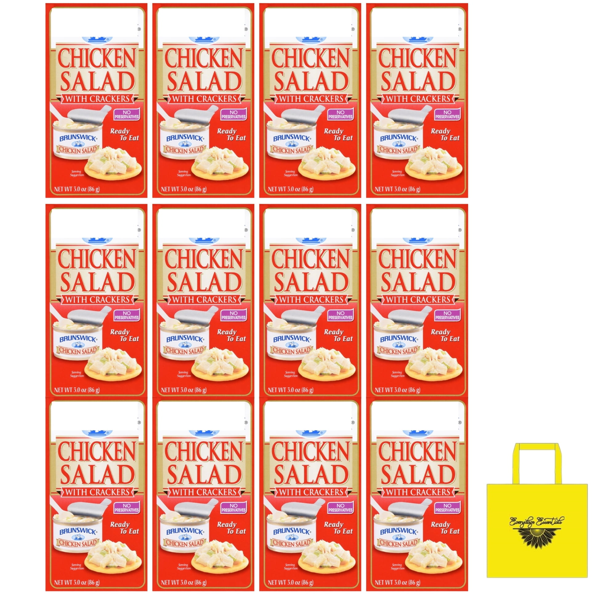 Chicken Salad with Crackers Kit Ready to Eat with Spoon Convenient Protein Shelf Stable for Lunchboxes Office Camping Picnic Summer Home Healthy Snacks 3oz Pack of 12 w/ Tote & Bonus Porte Pot