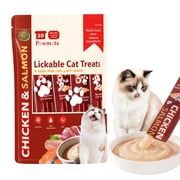 Pawmate Chicken & Salmon Lickable Cat Treats, 20 Sticks, Grain-Free Creamy Treats for Cats