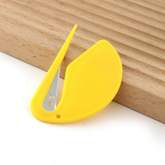 Chicken Sausage Cutter Knife | Multipurpose Household Chicken Sausage Skin Peeler | Curved Blade | Non-slip Ergonomic Yellow Plastic Handle | 7.5x5x1cm | Easy Clean | 1 Pc | Kitchen & Outdoor