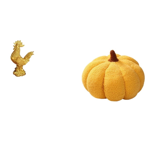 Chicken Sculpture Rooster Figurine Pumpkin Pillow Plush Material for Birthday Housewarming Halloween Decor Scene