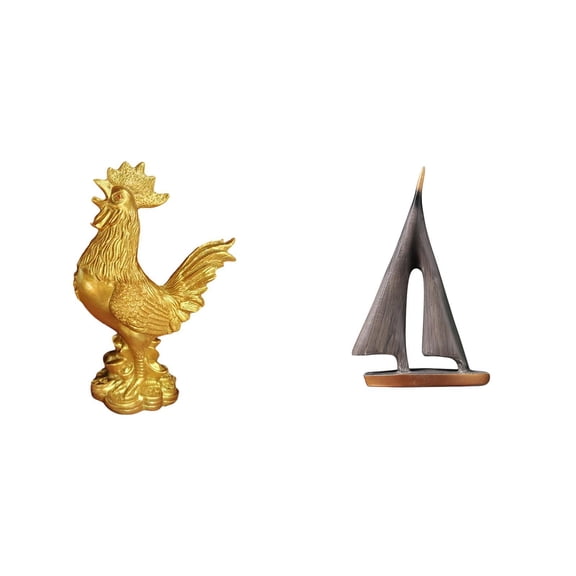 Chicken Sculpture Sailing Ship Model Rooster Statue Resin Material for Living Room Housewarming Office Gift Decoration