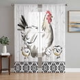 thumbnail image 1 of Chicken Semi Sheer Curtains 63 Inch Length 2 Panels Set, Farmhouse Country Animal Black Flower Leaf Sheer Kitchen Curtain Privacy Voile Window Curtain for Living Room Bedroom Rod Pocket Drapes, 1 of 7